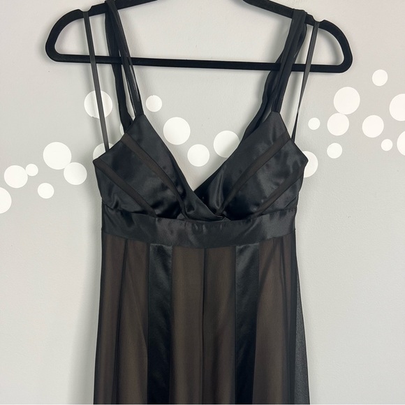 BCBGMAXAZRIA Black Silk Satin Pleated Halter Dress Size 4P - Picture 2 of 10